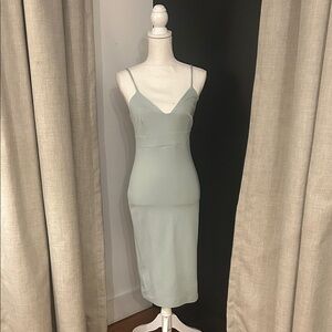 Lulu's Mint Green Midi Dress with Spaghetti Straps